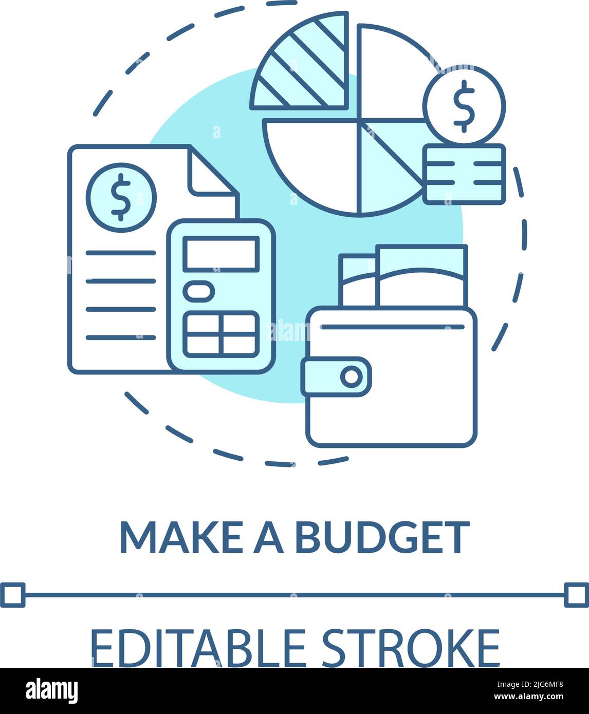 Make budget turquoise concept icon Stock Vector