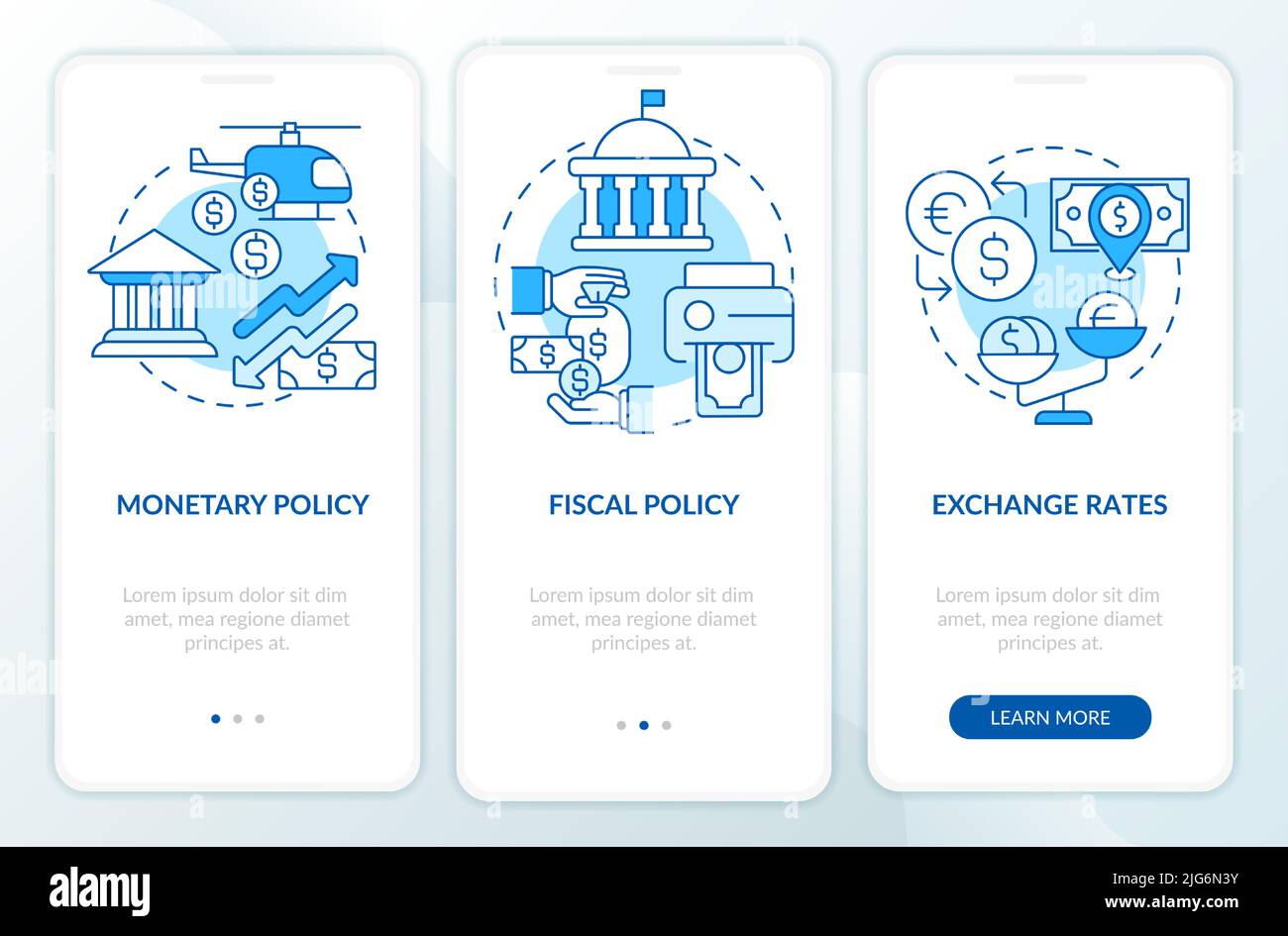 Inflation causes blue onboarding mobile app screen Stock Vector Image ...