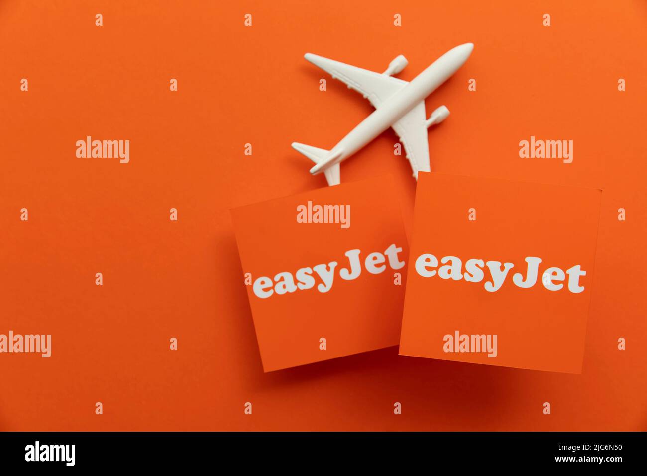 LONDON, UK July 2022 Easy Jet airline company logo. Easy Jet are a British low cost airline