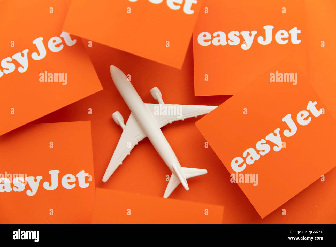 LONDON, UK July 2022 Easy Jet airline company logo. Easy Jet are a British low cost airline