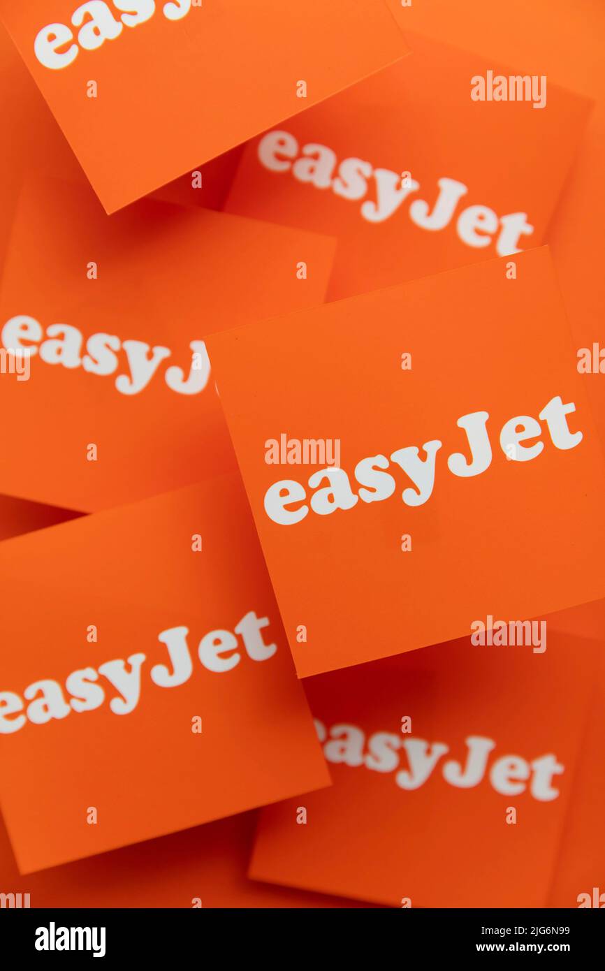 LONDON, UK July 2022 Easy Jet airline company logo. Easy Jet are a British low cost airline
