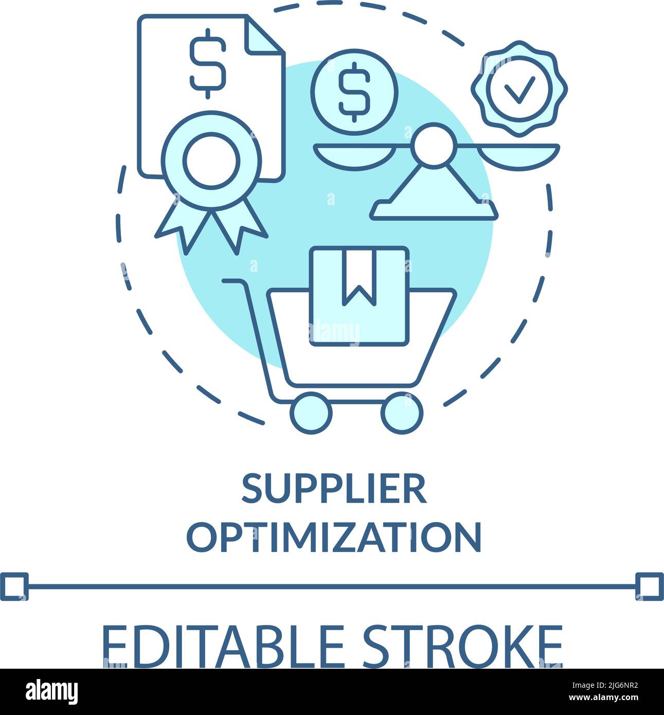 Supplier optimization turquoise concept icon Stock Vector