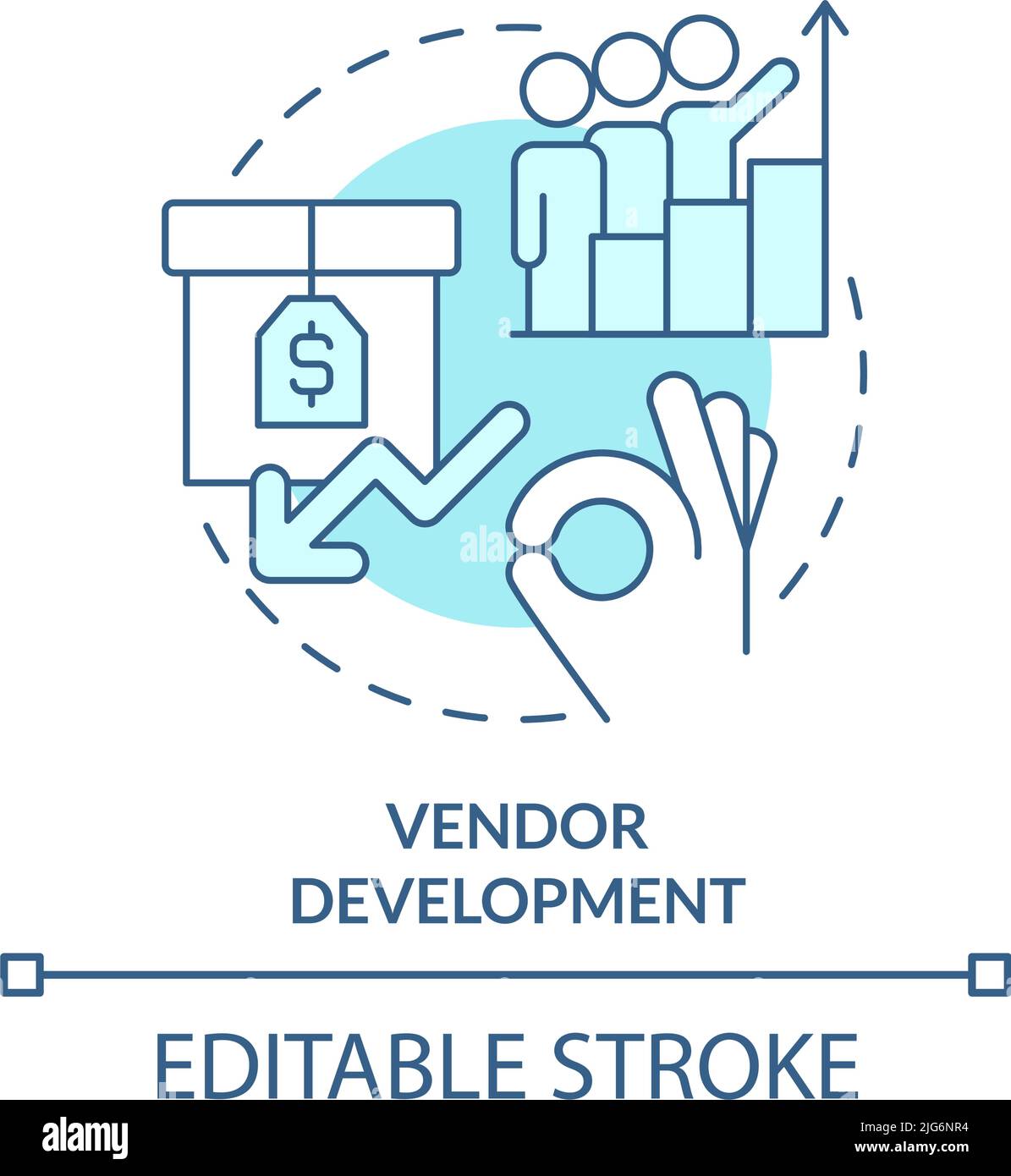 Vendor development turquoise concept icon Stock Vector