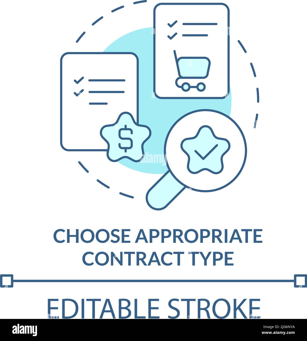 Choose appropriate contract type turquoise concept icon Stock Vector