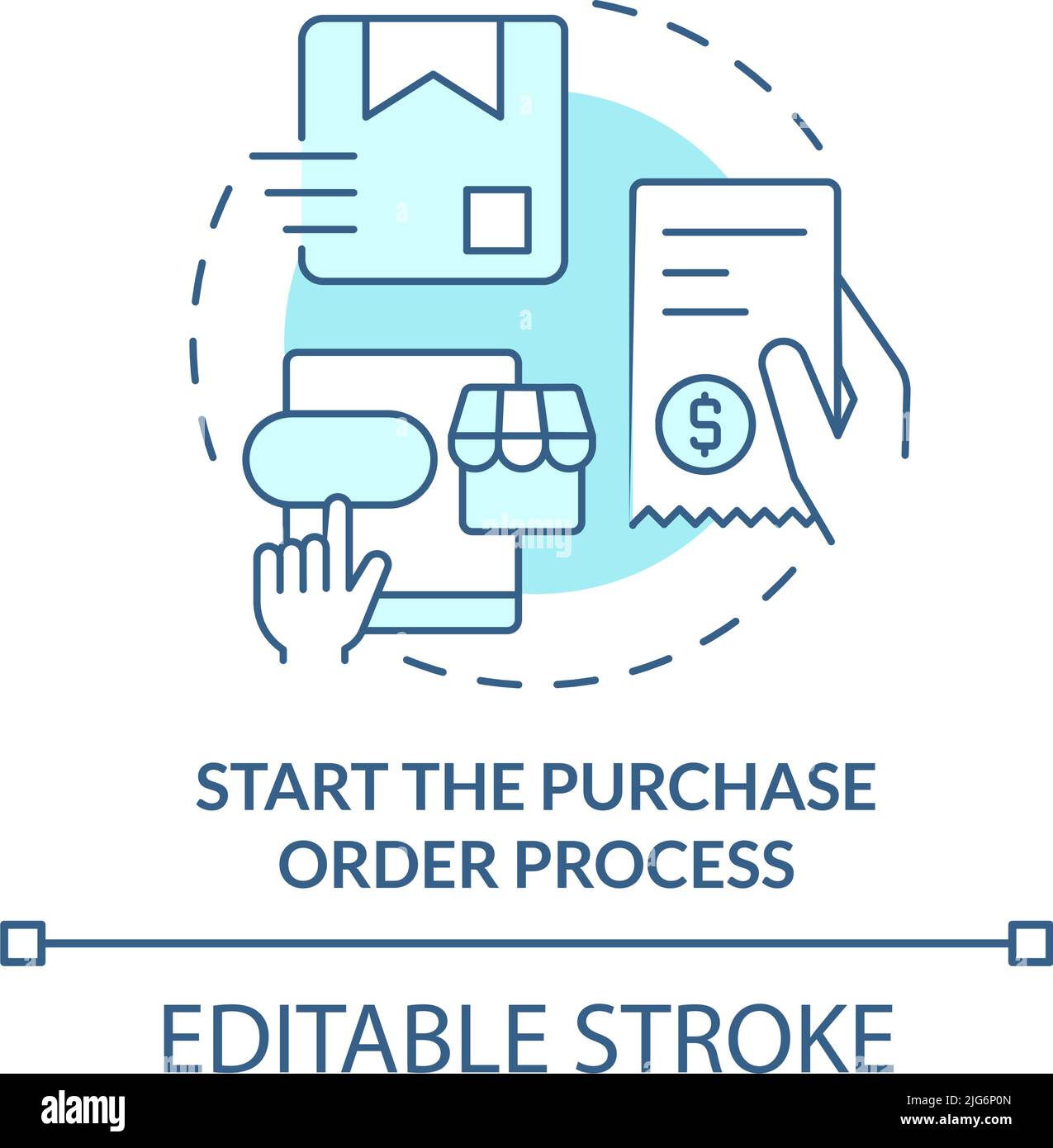 Start purchase order process turquoise concept icon Stock Vector