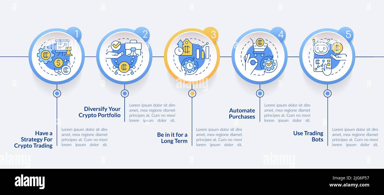 Cryptocurrency tips circle infographic template Stock Vector