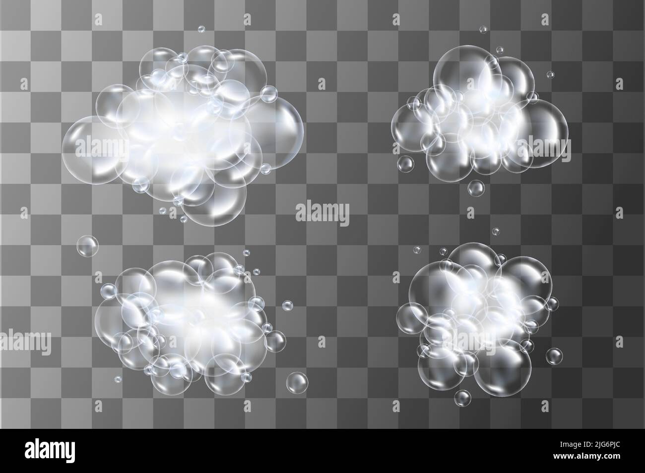 Realistic 3d soap bubbles with reflection effect vector illustration ...