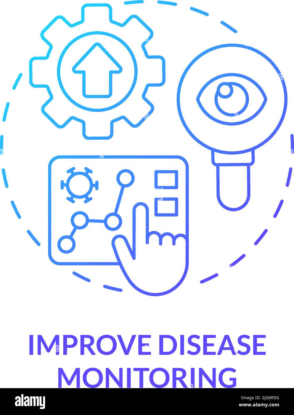 Improve disease monitoring blue gradient concept icon Stock Vector ...