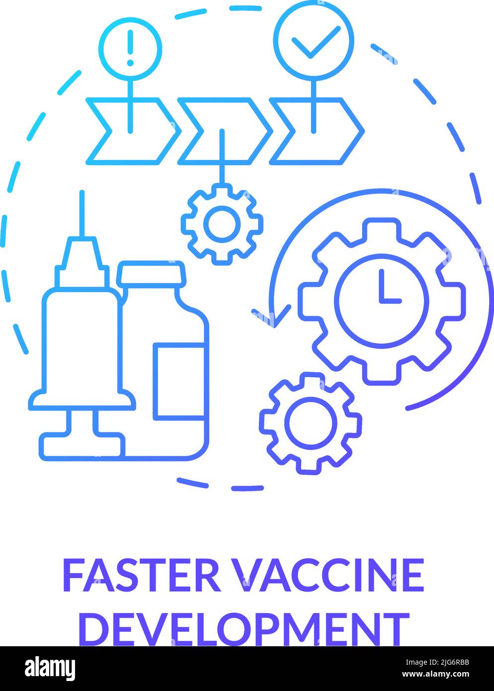 Faster vaccine development blue gradient concept icon Stock Vector