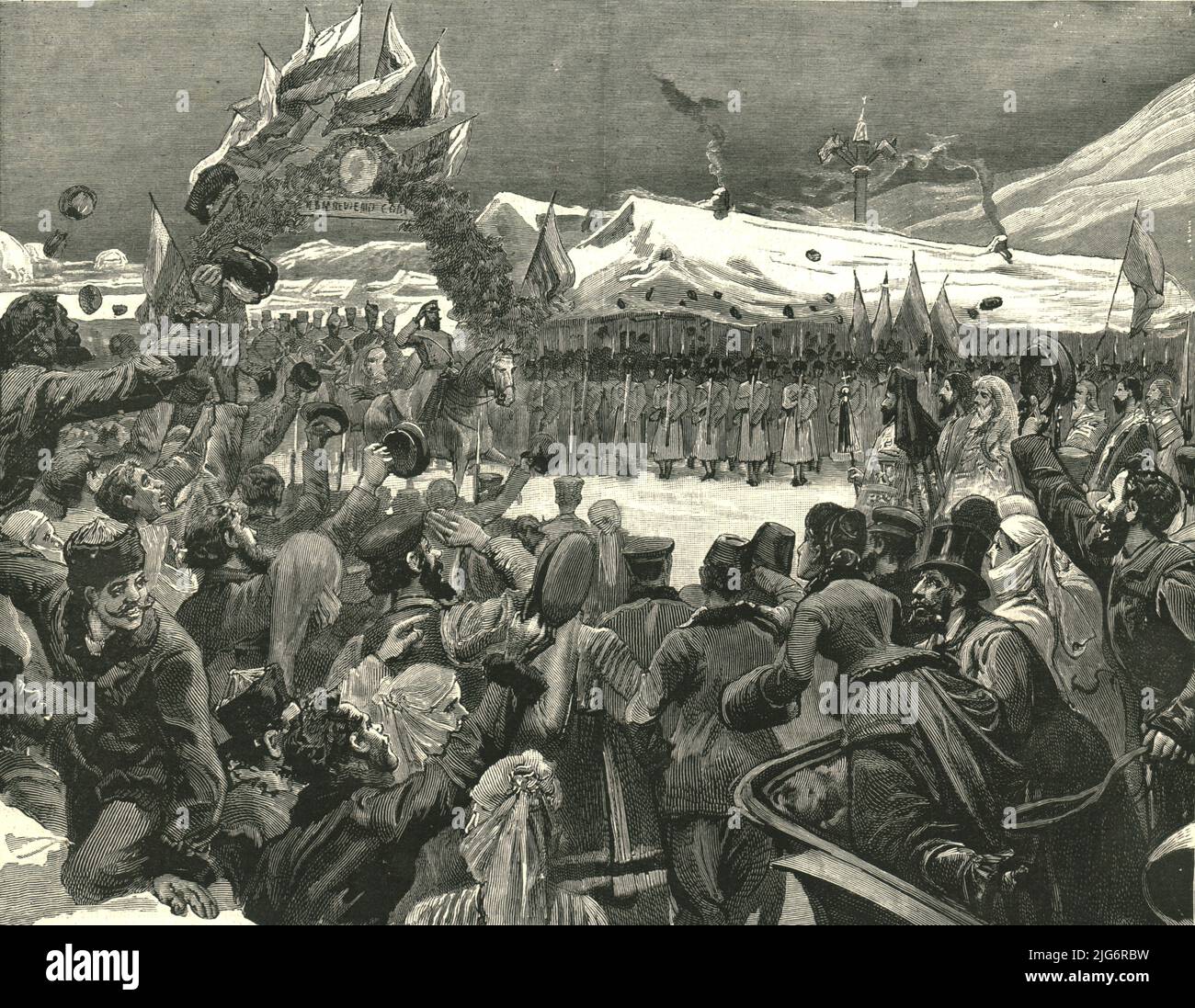 'The Entry of Prince Alexander into Sofia, Dec 26th.', 1886. From &quot;The Graphic. An Illustrated Weekly Newspaper Volume 33. January to June, 1886&quot;. Stock Photo
