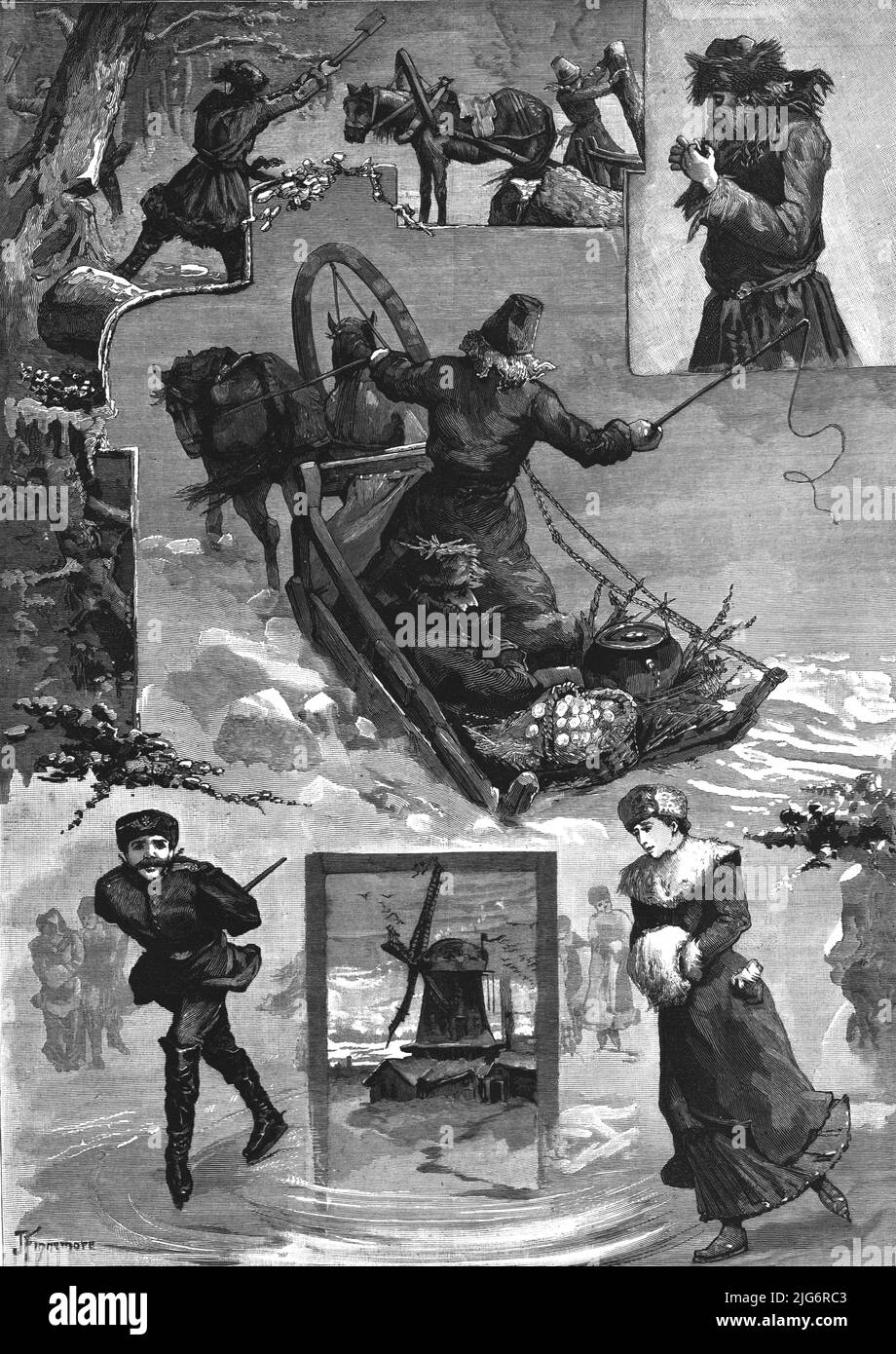 'Winter Sketches in South Russia', 1886. From &quot;The Graphic. An Illustrated Weekly Newspaper Volume 33. January to June, 1886&quot;. Stock Photo