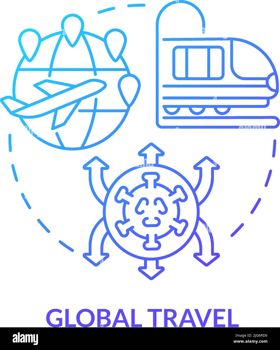 Global travel blue gradient concept icon Stock Vector