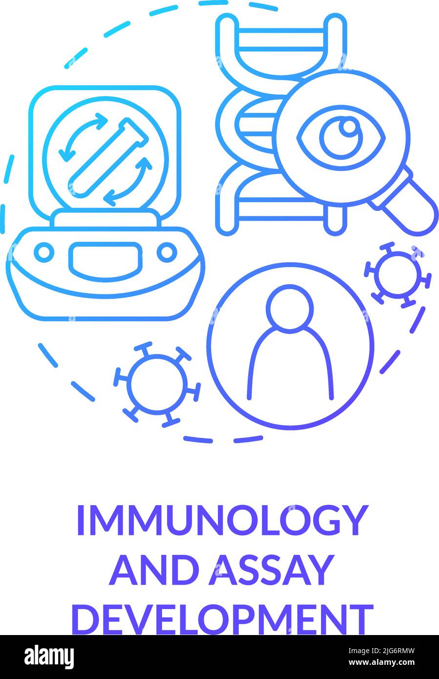 Immunology and assay development blue gradient concept icon Stock ...
