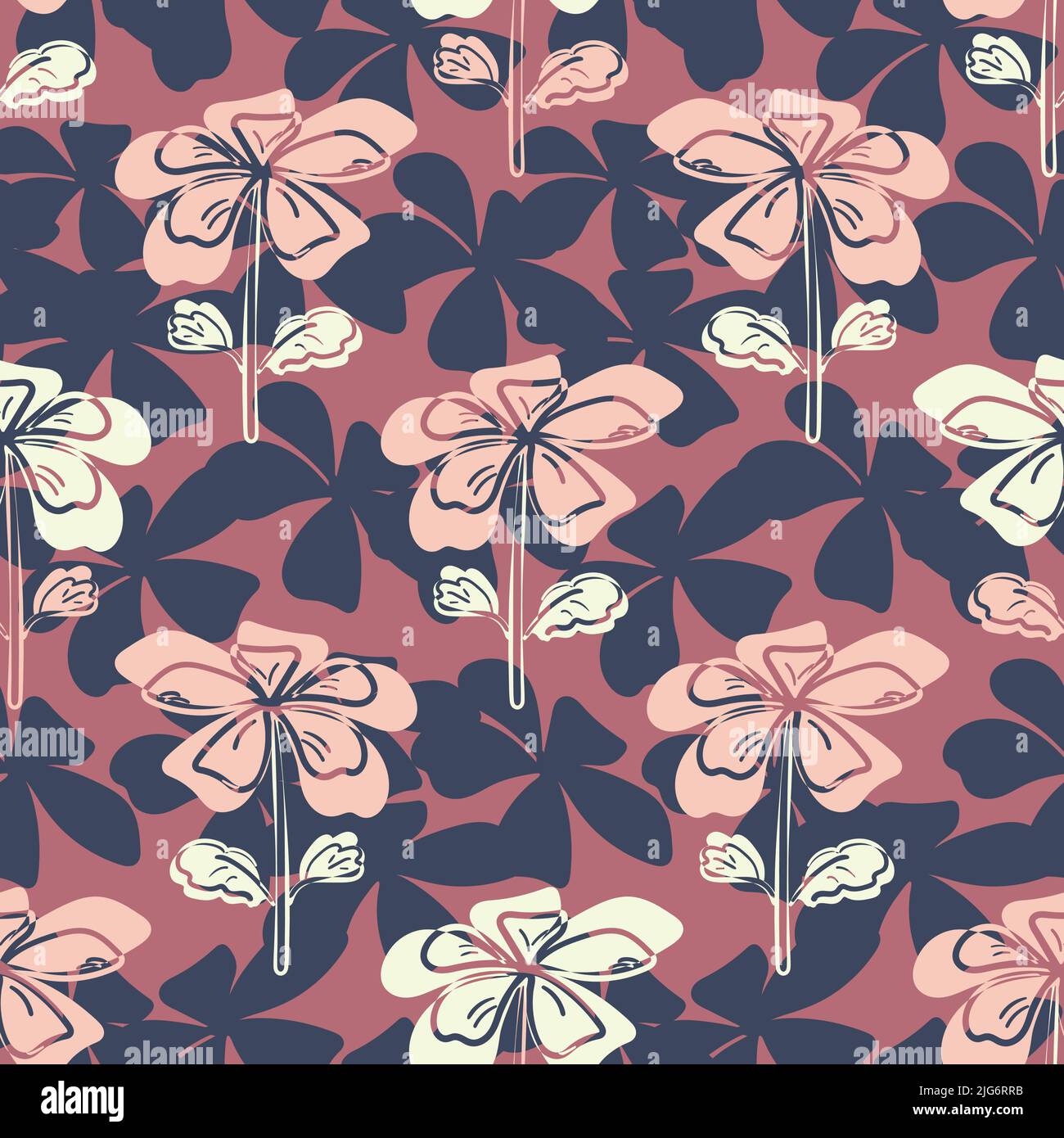 Wild meadow flower seamless vector pattern background. Modern style ...