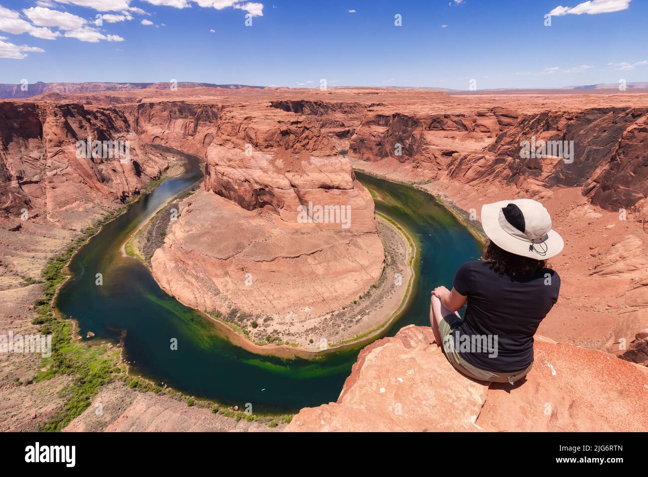 Adventurous Caucasian Woman at Horseshoe Bend in Page, Arizona, United