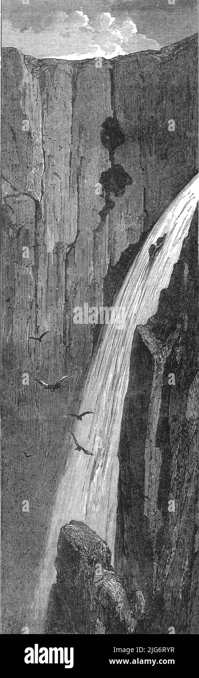 'The Voringfoss; Northern Wanderings', 1875. [Voringsfossen (Voring Falls) in Norway]. From, 'Illustrated Travels' by H.W. Bates. [Cassell, Petter, and Galpin, c1880, London] Belle Sauvage Works.London E.C. Stock Photo