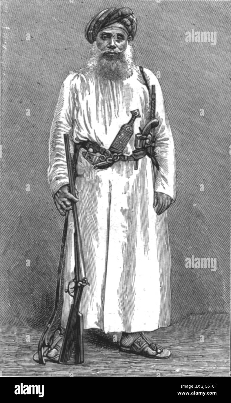 'Bushiri, an Arab Slave Trader, shot by the Germans at Pangani', 1890. From &quot;The Graphic. An Illustrated Weekly Newspaper&quot;, Volume 41. January to June, 1890. Stock Photo