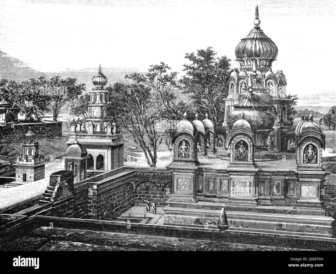 'Temple in Ceylon; Four Months in Ceylon', 1875. From, 'Illustrated Travels' by H.W. Bates. [Cassell, Petter, and Galpin, c1880, London] Belle Sauvage Works.London E.C. Stock Photo