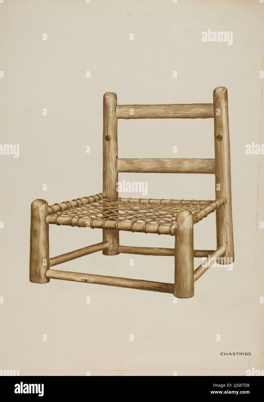 Hickory High Chair, c. 1938. Stock Photo
