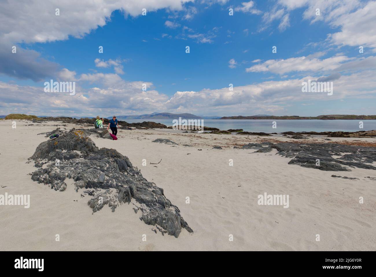 White sandy beaches of north Iona, Inner Hebrides Stock Photo