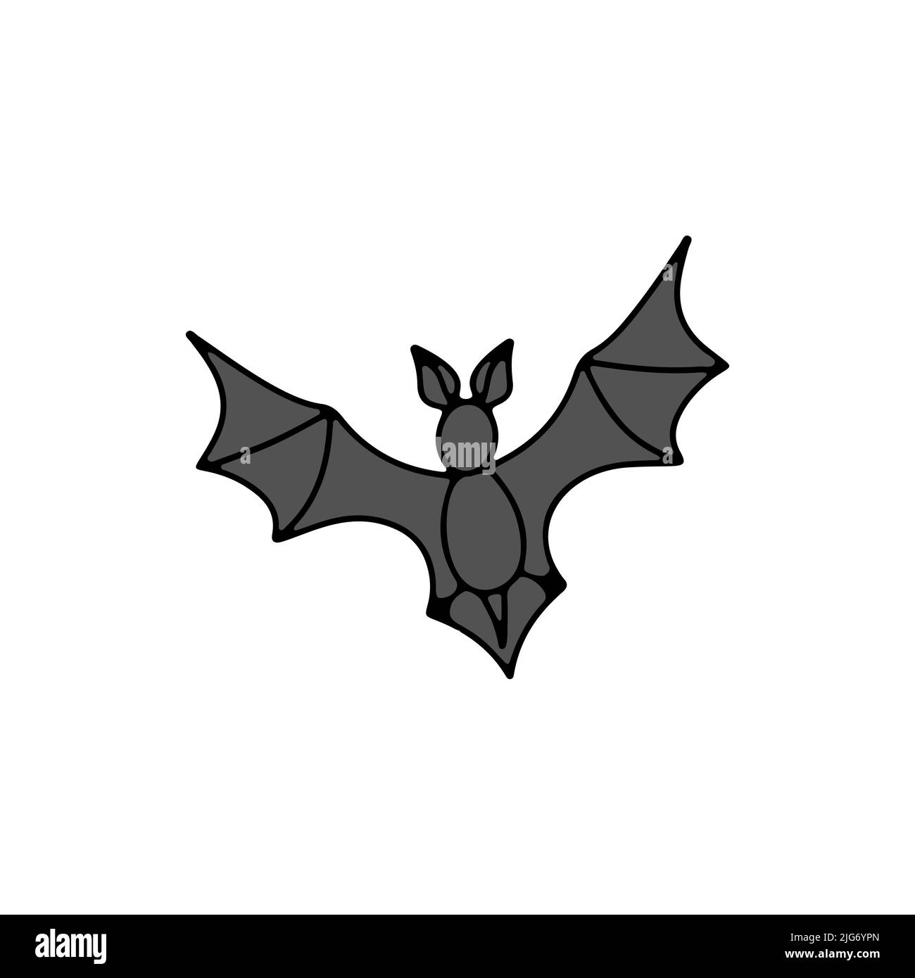 Flying bat silhouette. Hand drawn line art Halloween illustration Stock ...