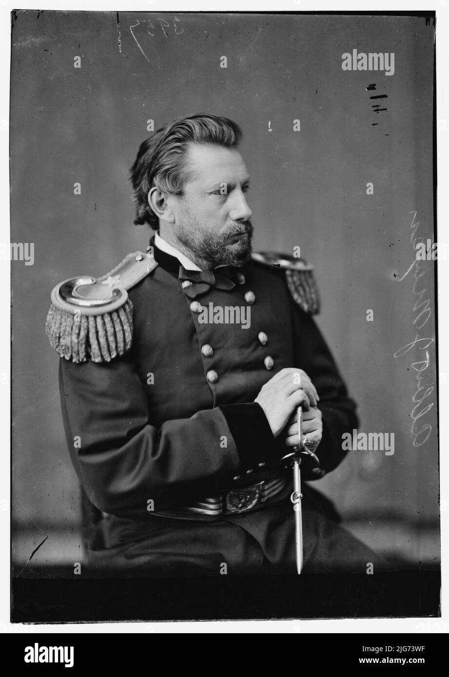 Meyer, Gen. Albert J. USA, between 1870 and 1880. [Surgeon, first chief signal officer of the U.S. Army Signal Corps, inventor of wig-wag signalling (or aerial telegraphy), helped found US Weather Bureau]. Stock Photo