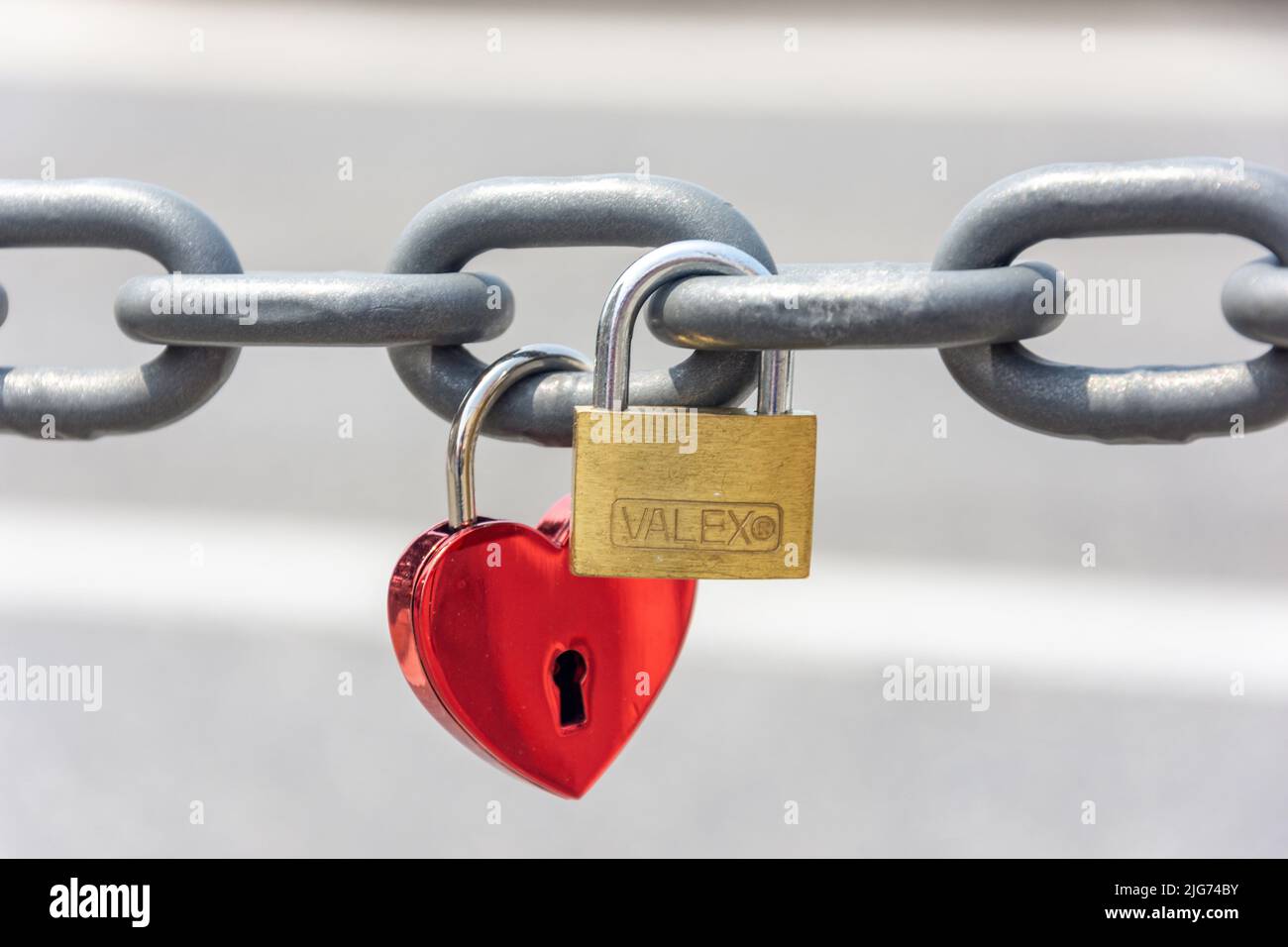 Love locks on bridge, Canal Grande di Trieste, Piazza Sant'Antonio Nuovo, Trieste, Friuli Venezia Giulia Region, Italy Stock Photo