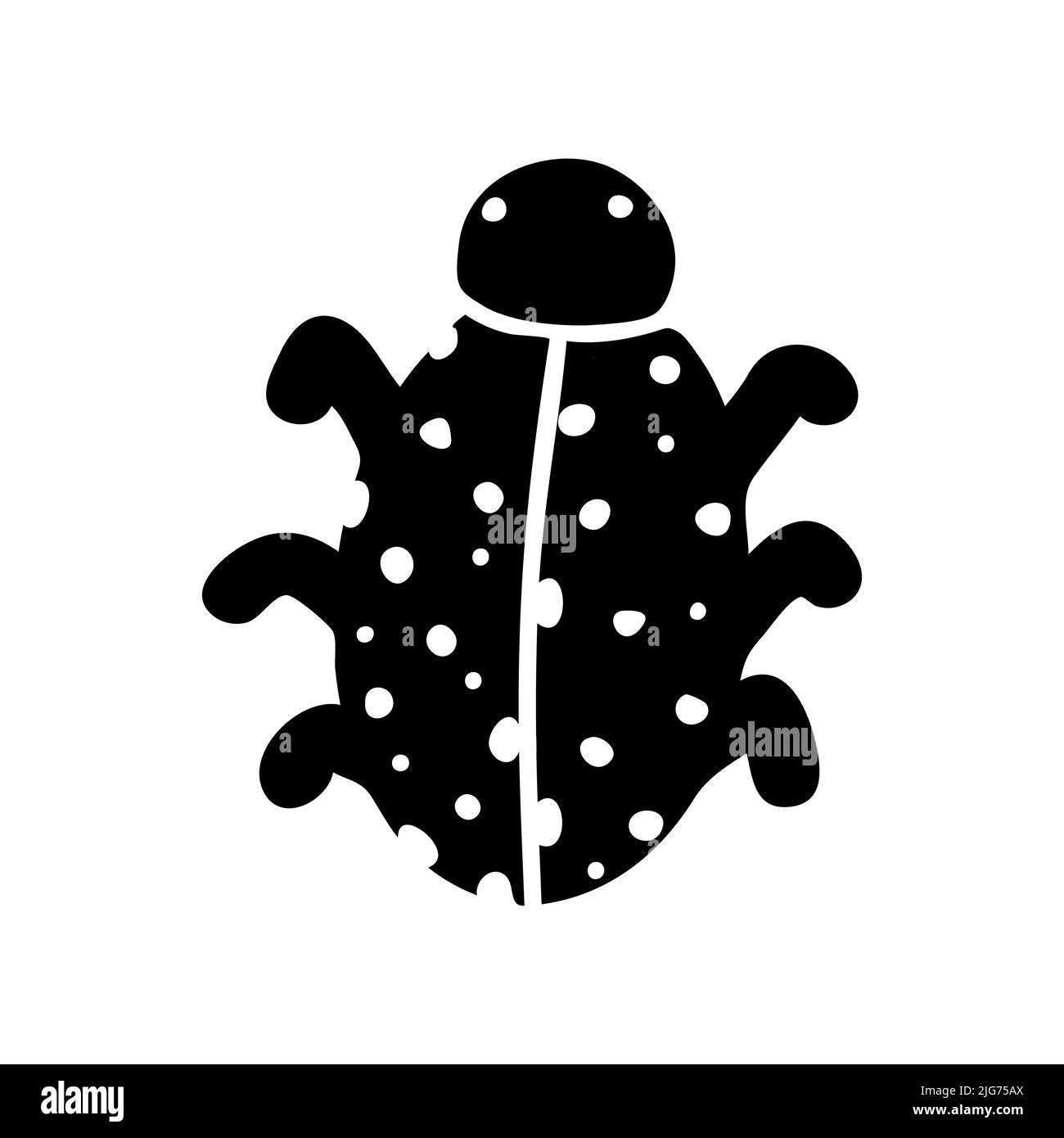 Beetle, insect, ladybug flat line art illustration in doodle style. Cute ladybug. Insect icon Stock Vector