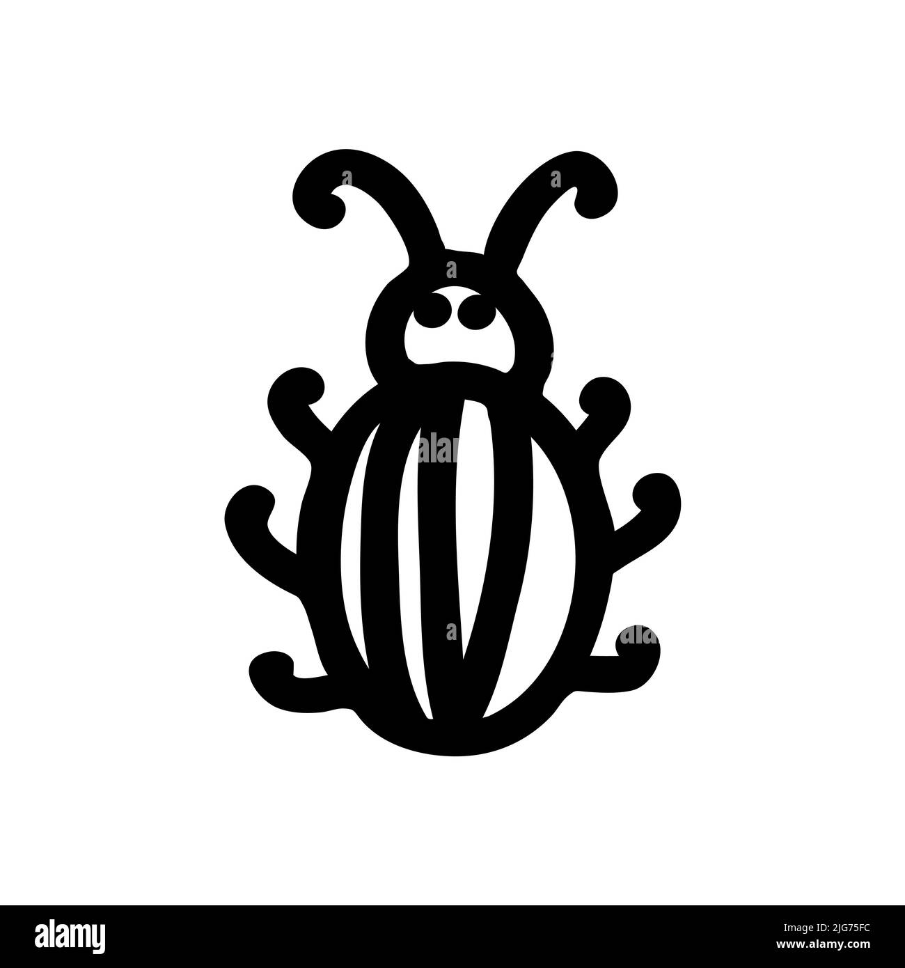 Beetle, insect, ladybug flat line art illustration in doodle style. Cute ladybug. Insect icon Stock Vector