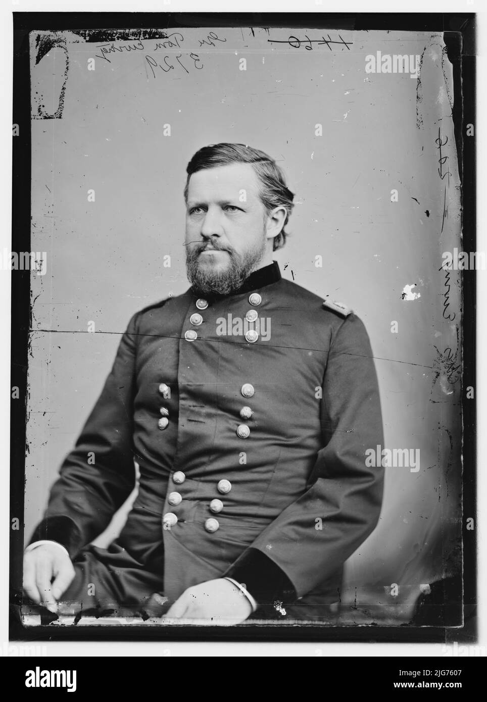General Thomas Ewing, U.S.A., between 1860 and 1875. [Politician, lawyer, Union Army soldier: first chief justice of Kansas; colonel of the 11th Kansas Infantry; trustee of Ohio Soldiers' and Sailors' Orphans' Home. He was killed when struck by a New York City omnibus]. Stock Photo
