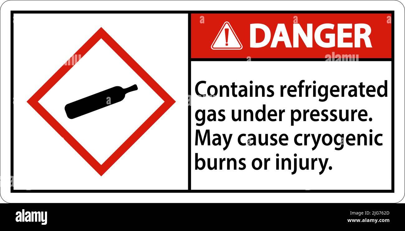 Danger Contains Refrigerated Gas Under Pressure GHS Sign Stock Vector
