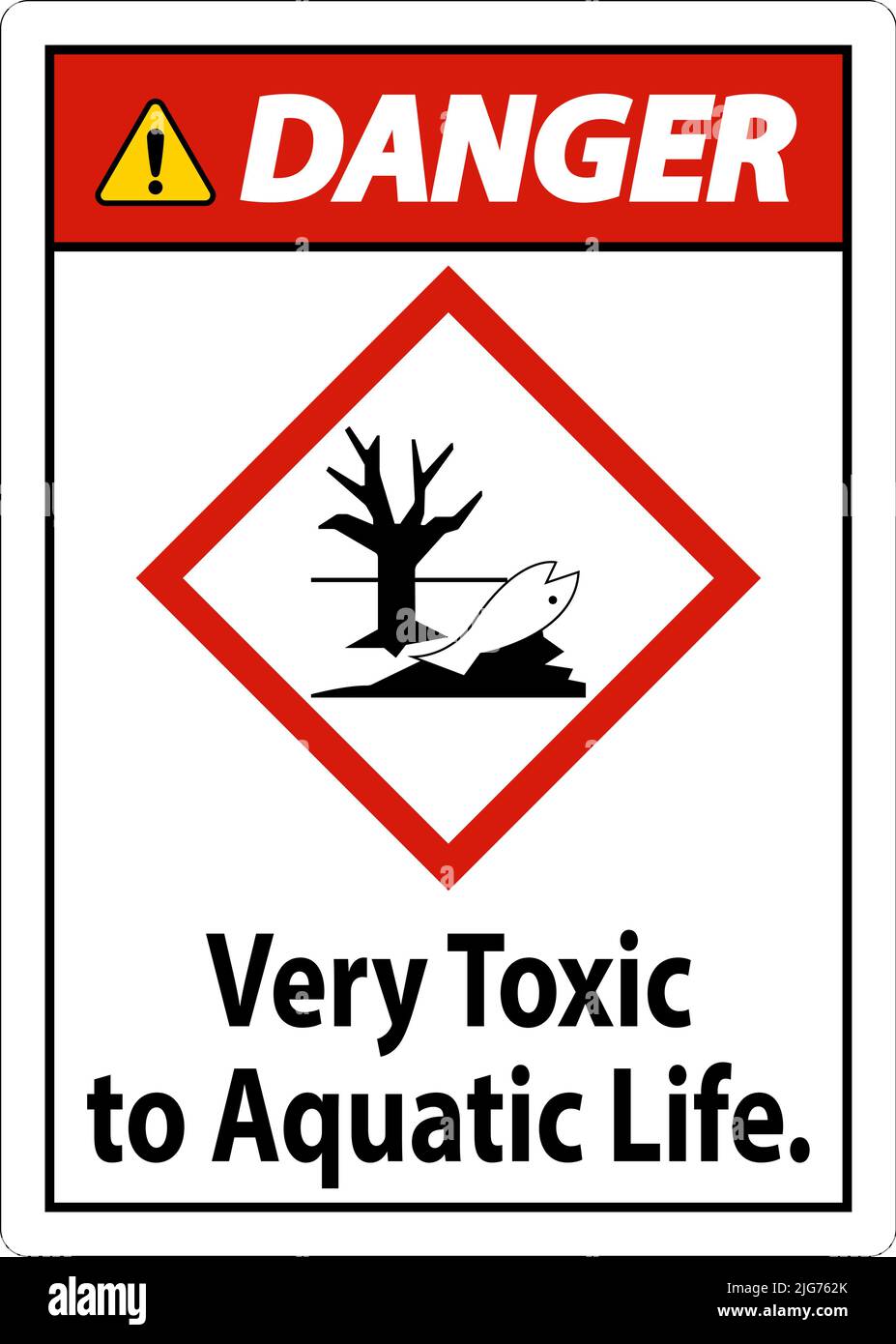 Danger Very Toxic To Aquatic Life Sign On White Background Stock Vector