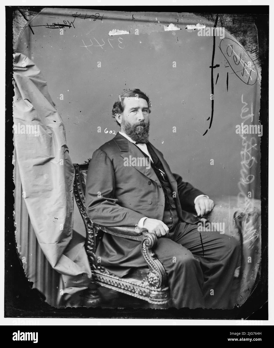 Hon. Morton Craig Hunter of Ind., between 1860 and 1875. [Politician, lawyer and officer in the Union Army: 82nd Indiana Infantry; First Brigade, Third Division, Fourteenth Army Corps; brevet brigadier general of volunteers]. Stock Photo