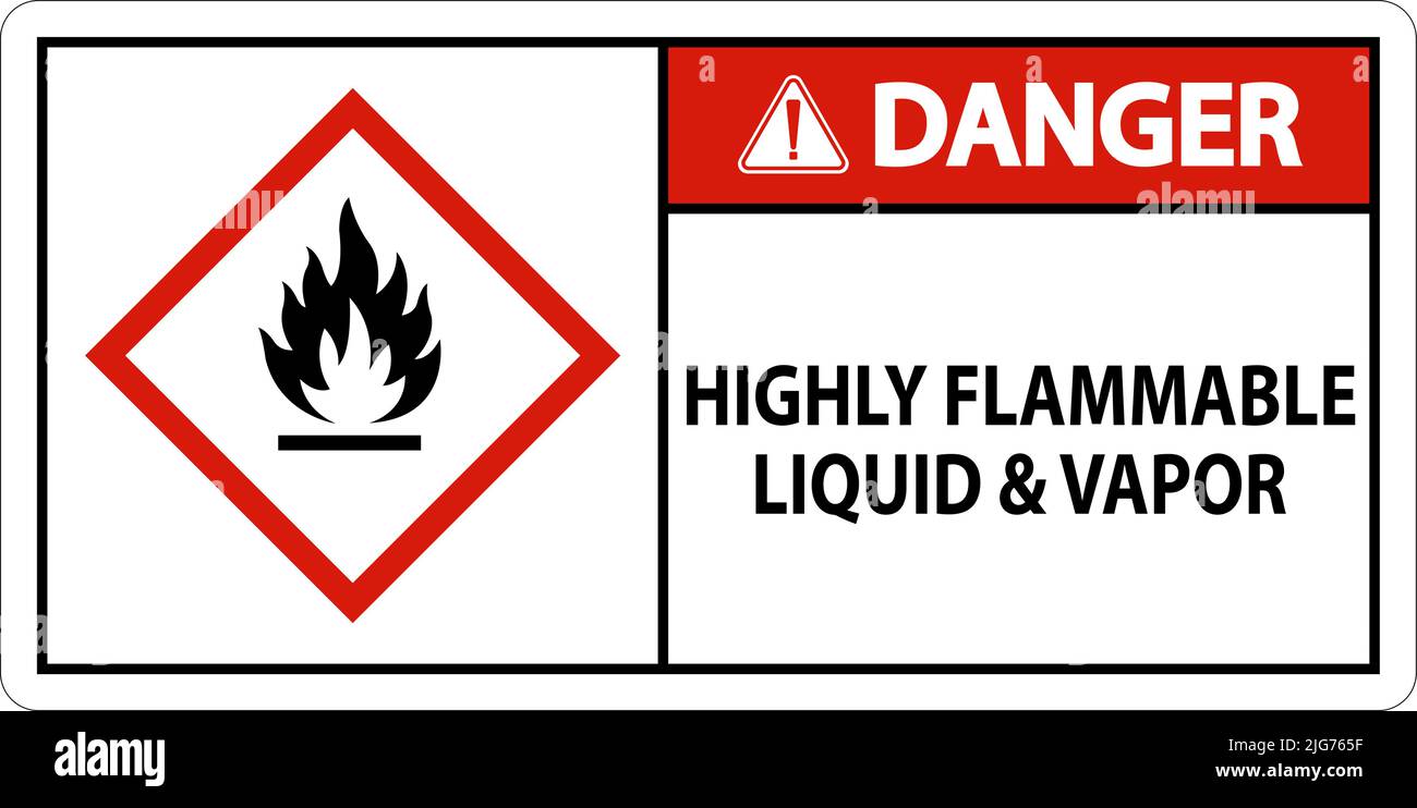 Danger Highly Flammable Liquid and Vapor GHS Sign Stock Vector