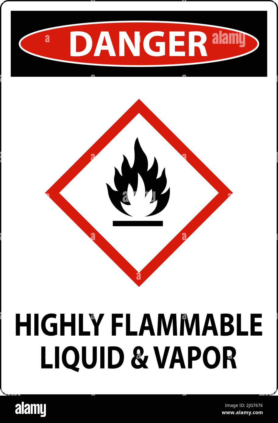 Danger Highly Flammable Liquid and Vapor GHS Sign Stock Vector Image