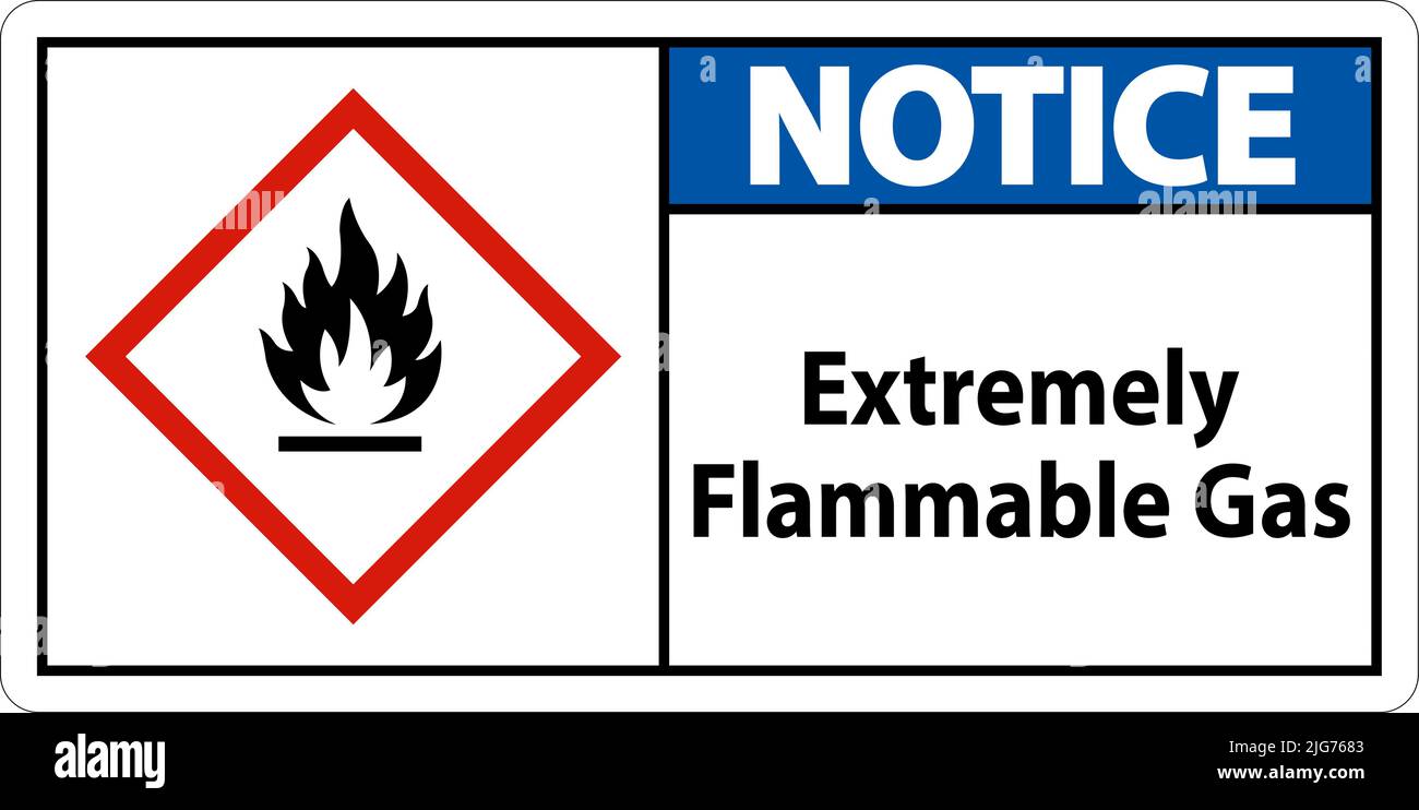 Notice Extremely Flammable Gas GHS Sign On White Background Stock Vector