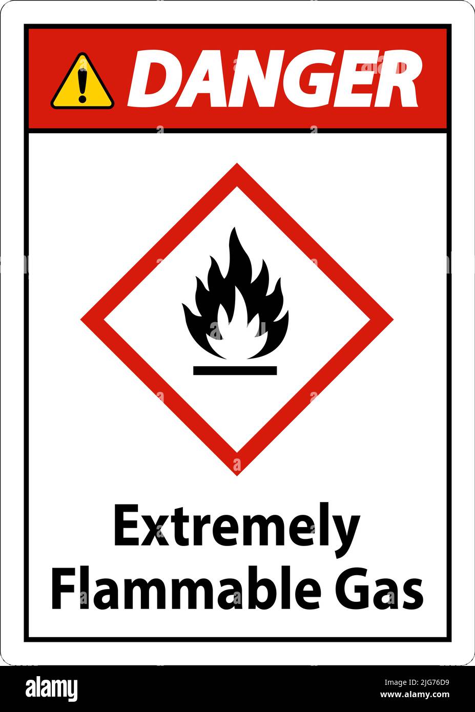 Danger Extremely Flammable Gas GHS Sign On White Background Stock Vector