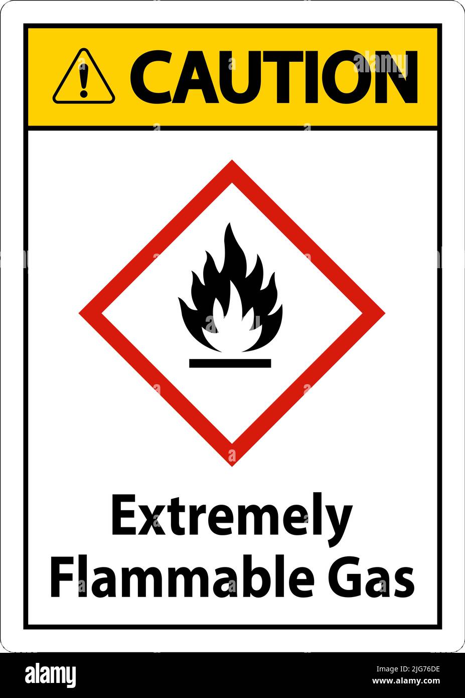 Caution Extremely Flammable Gas GHS Sign On White Background Stock Vector
