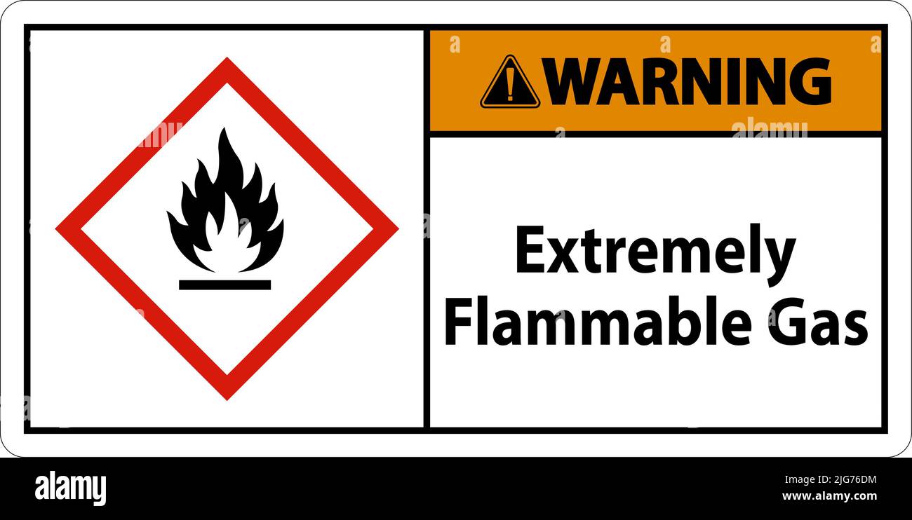 Warning Extremely Flammable Gas GHS Sign On White Background Stock Vector