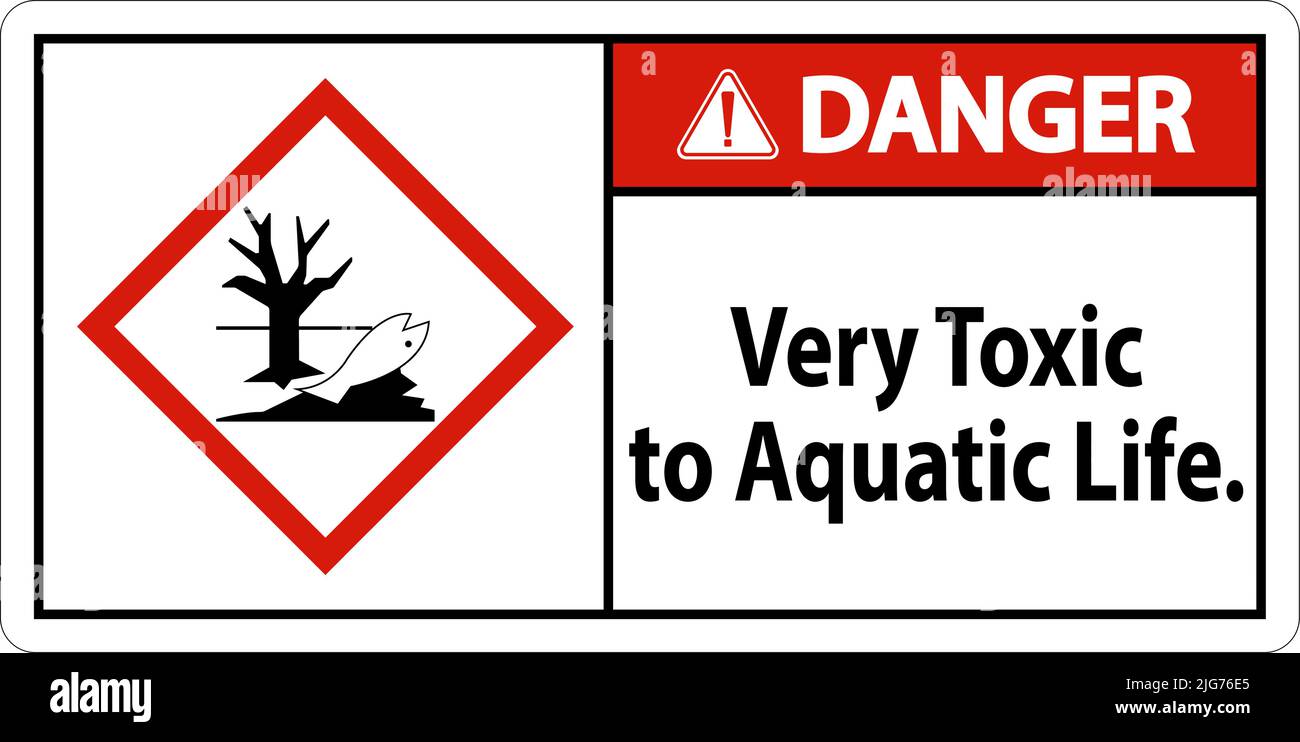 Danger Very Toxic To Aquatic Life Sign On White Background Stock Vector