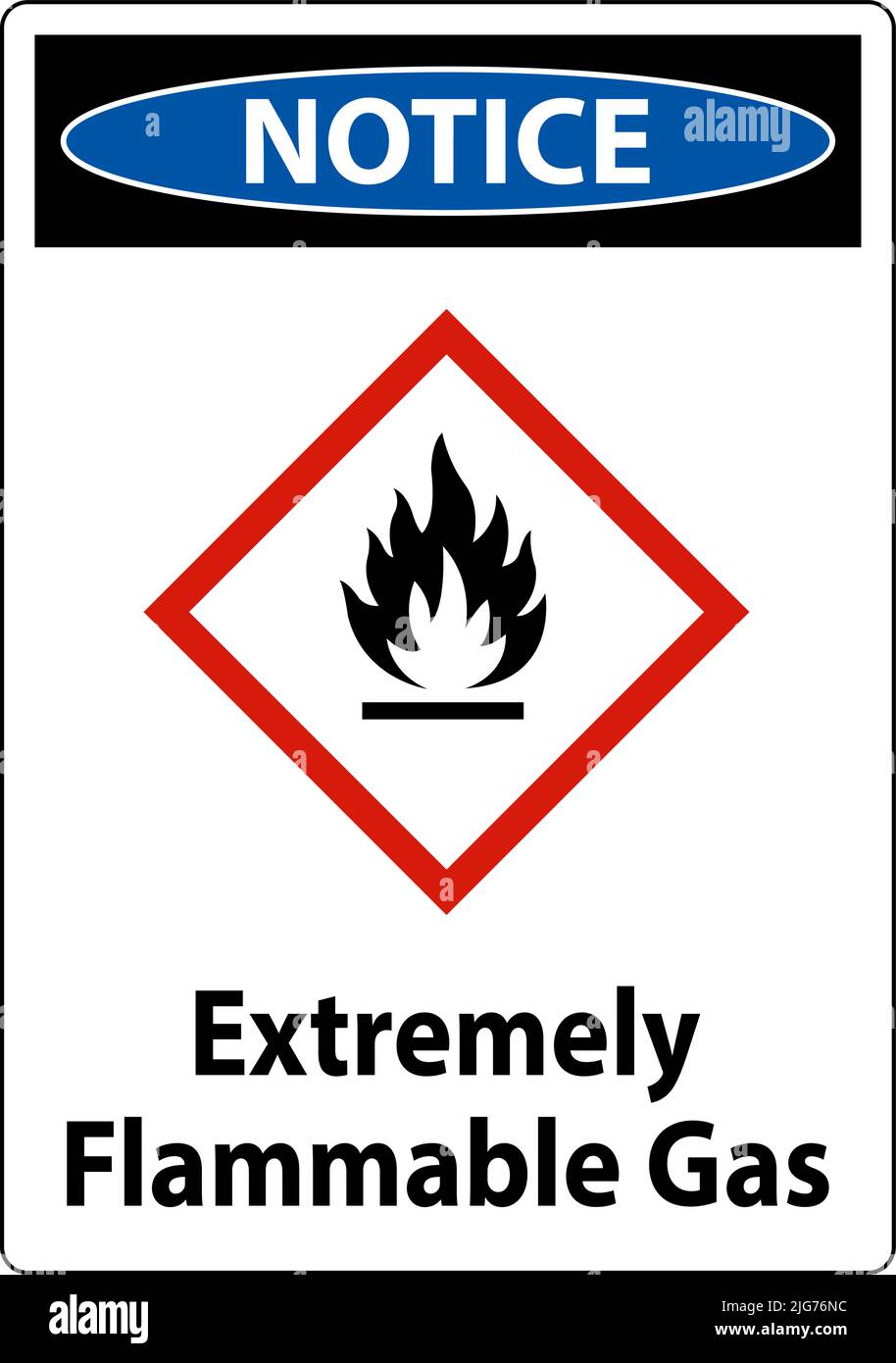 Notice Extremely Flammable Gas GHS Sign On White Background Stock Vector