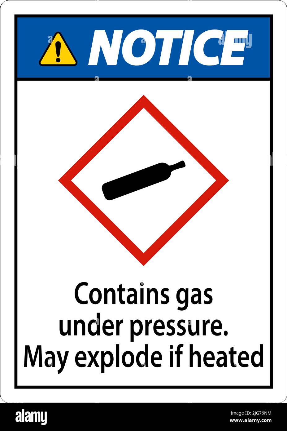 Notice Contains Gas Under Pressure GHS Sign On White Background Stock