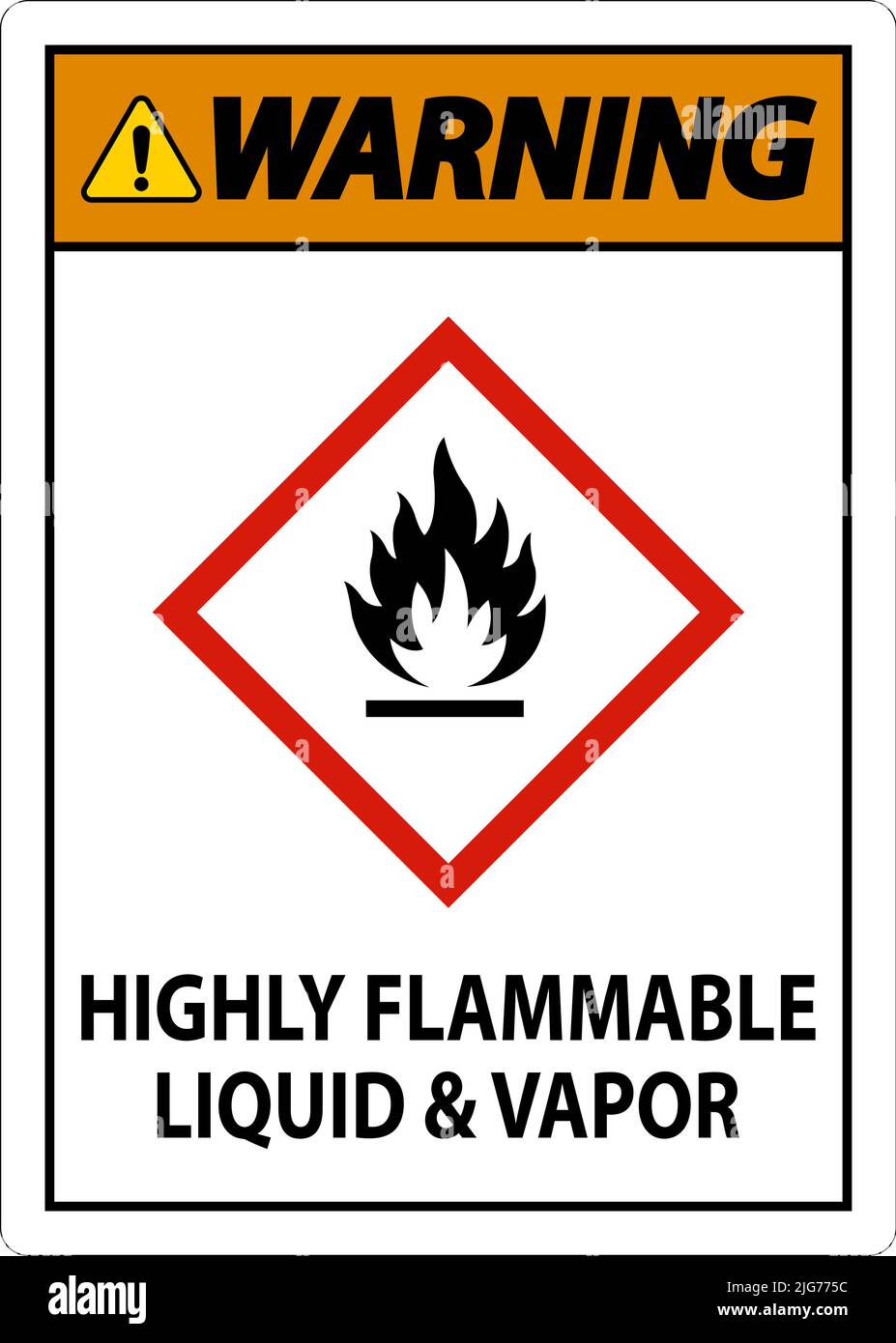 Warning Highly Flammable Liquid and Vapor GHS Sign Stock Vector Image