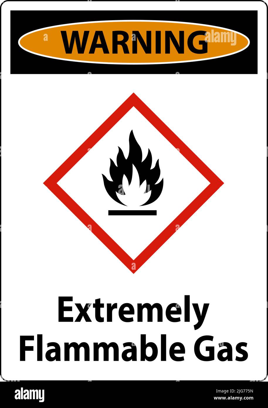 Warning Extremely Flammable Gas GHS Sign On White Background Stock Vector
