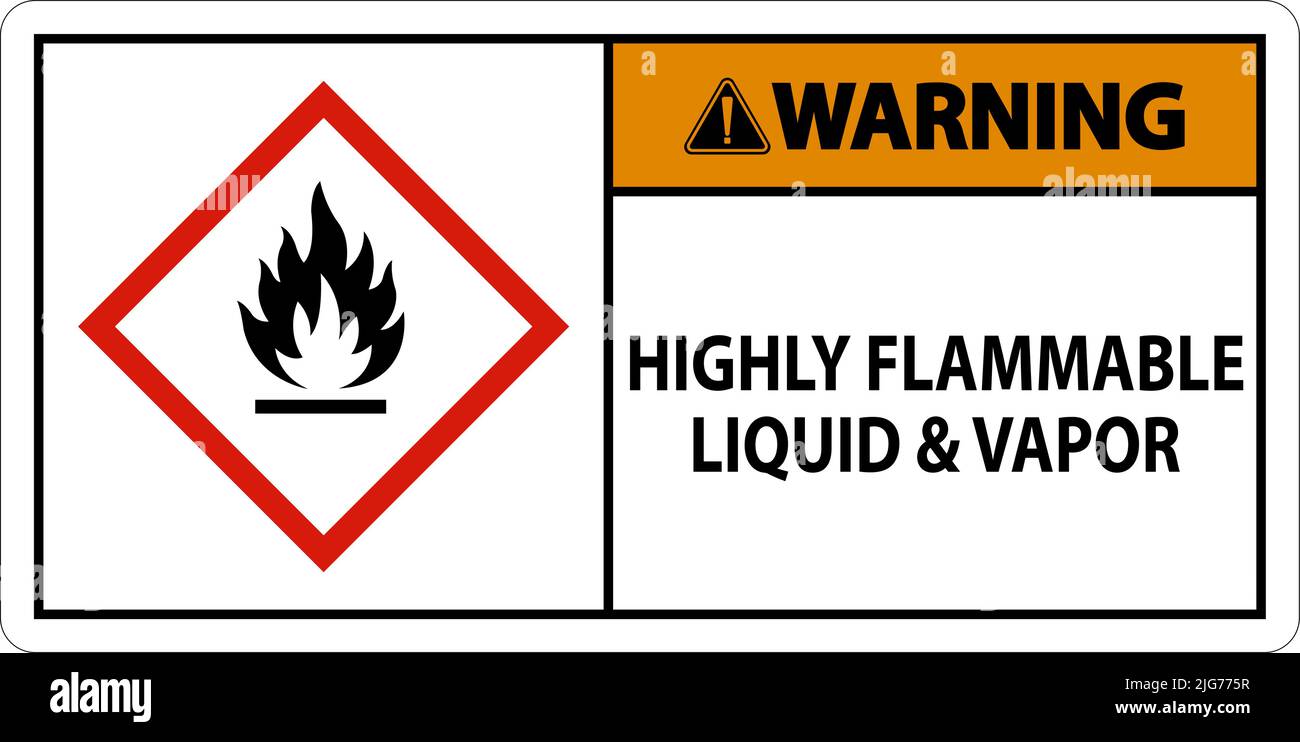 Warning Highly Flammable Liquid and Vapor GHS Sign Stock Vector