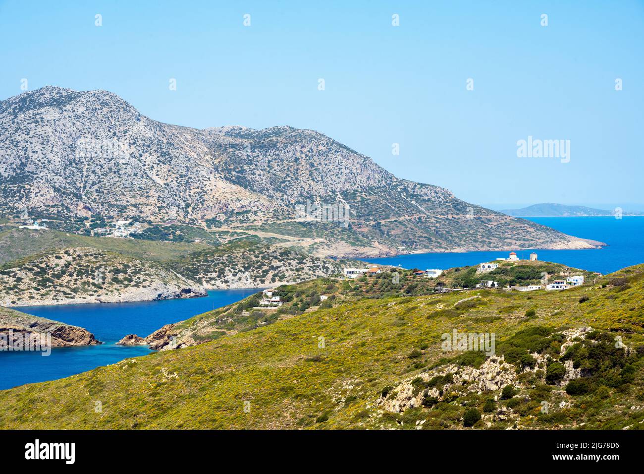 Griechenland, Insel Fourni, Blick zur bewohnten Insel Thimena Stock Photo