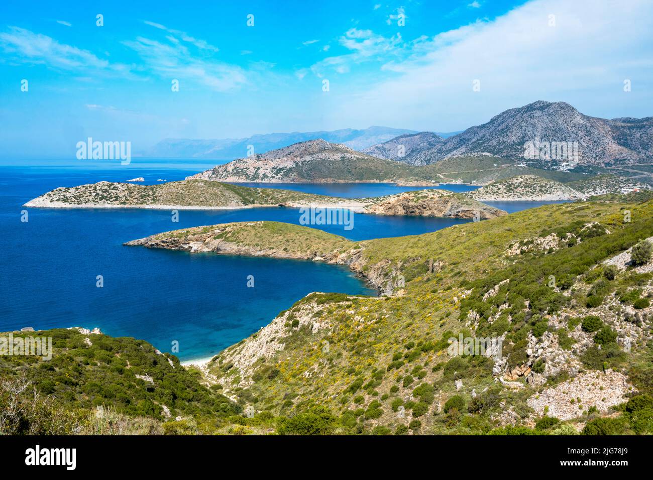 Griechenland, Insel Fourni, Blick zur bewohnten Insel Thimena Stock Photo