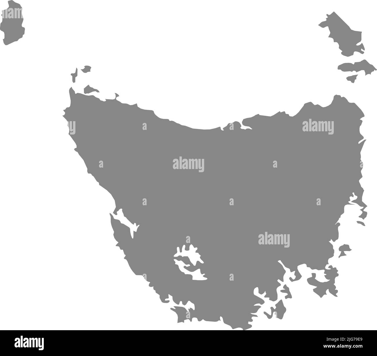 Gray map of TASMANIA, AUSTRALIA Stock Vector