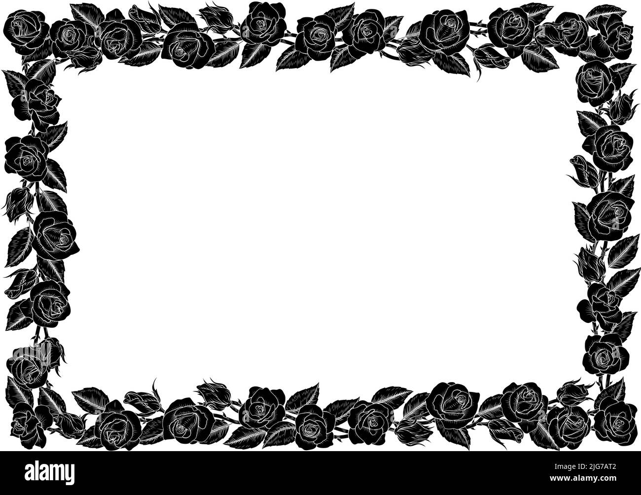 Roses Rose Flower Border Flowers Vintage Frame Stock Vector Image & Art ...