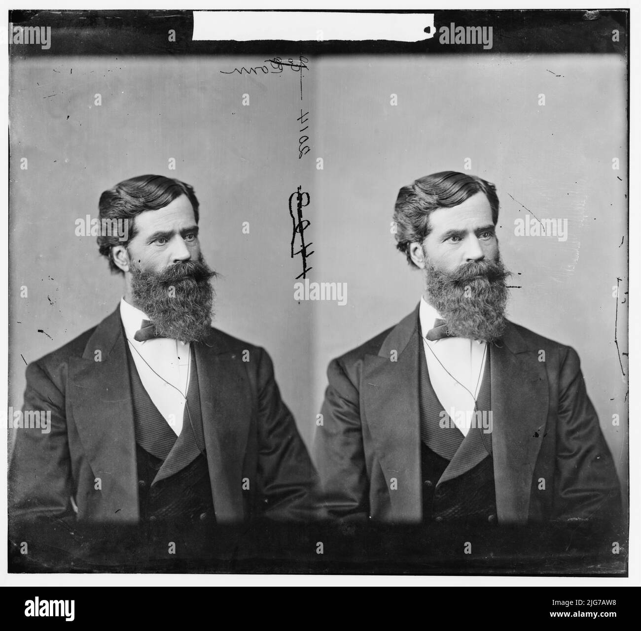 Thomas Montague Gunter, 1865-1880. Gunter, Hon. Thos. E., between 1865 and 1880. [Politician, lawyer and soldier: colonel of the Thirteenth Regiment, Arkansas Volunteers, Confederate States Army; involved with the forced settlement of Native American tribes, claimed that: &quot;The experiment has worked well. The Creeks, Cherokees, Choctaws, Chickasaws, and Seminoles settled in the Indian Territory are now classed as 'civilized tribes'&quot;]. Stock Photo